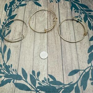 Gold Pull apart Bracelet Set‎ Of 3 No Charms Adjustable Crafting Blanks B2